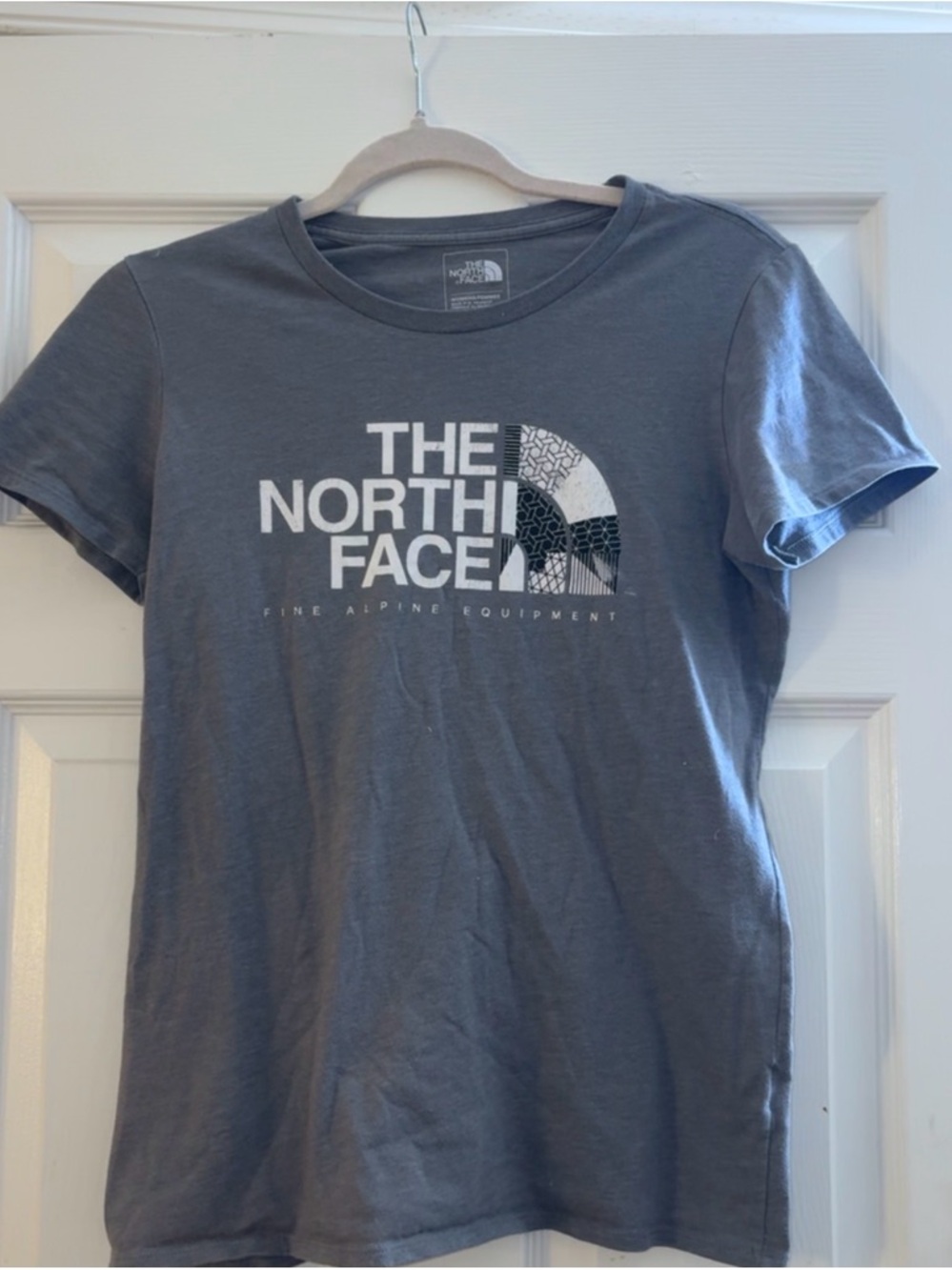 The North Face Women's Short Sleeve Logo Tee - Charcoal Gray with White Logo